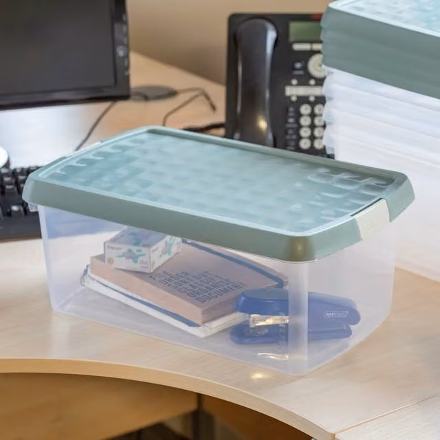 Wham Clip 5x 10.5L Rectangular Plastic Storage Box with Lids, Green Milieu