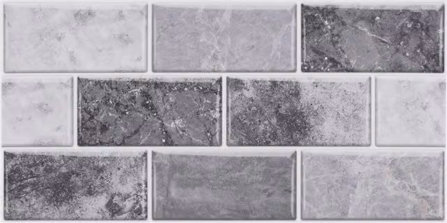 Livingandhome 20-Piece Vintage Grey Self-Adhesive Gloss Wall Tile Stickers