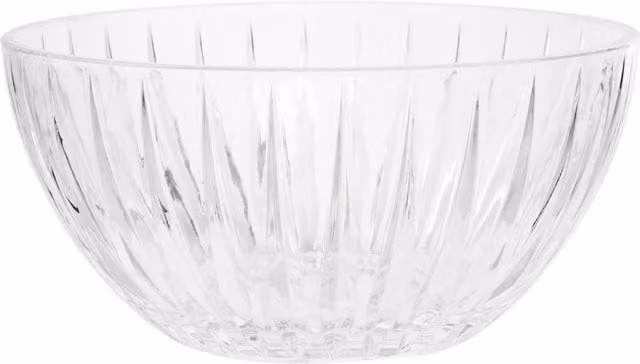 Orsina Large Transparent Fluted Textured Glass Salad and Dessert Bowl