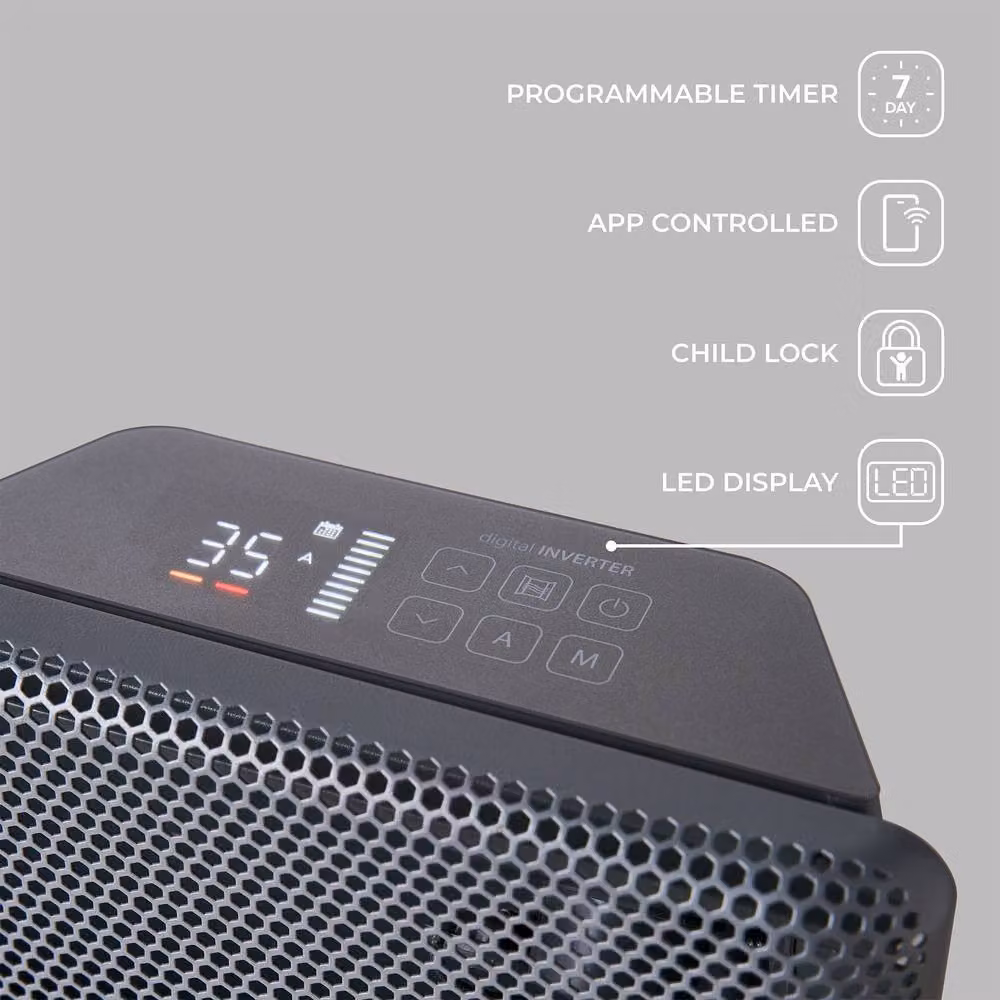 Adam Axon 1500W Electric Radiator in Grey with Smart WiFi App Control – 3