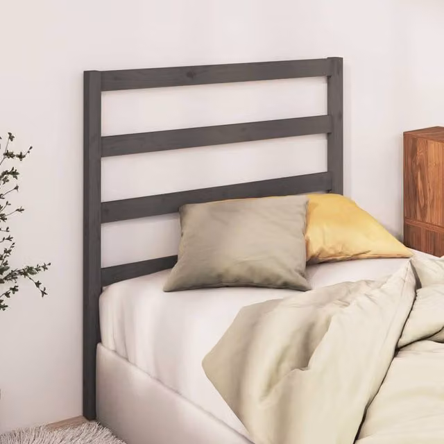 Berkfield Home Beautiful Grey Solid Pine Wood Bed Headboard W/D/H: 95 x 4 x 100 cm – 1