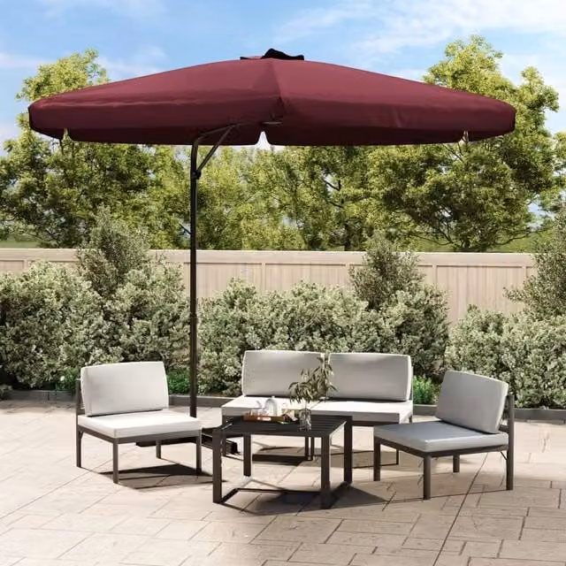 Berkfield Home Garden Parasol with Steel Pole, Red, 300 cm