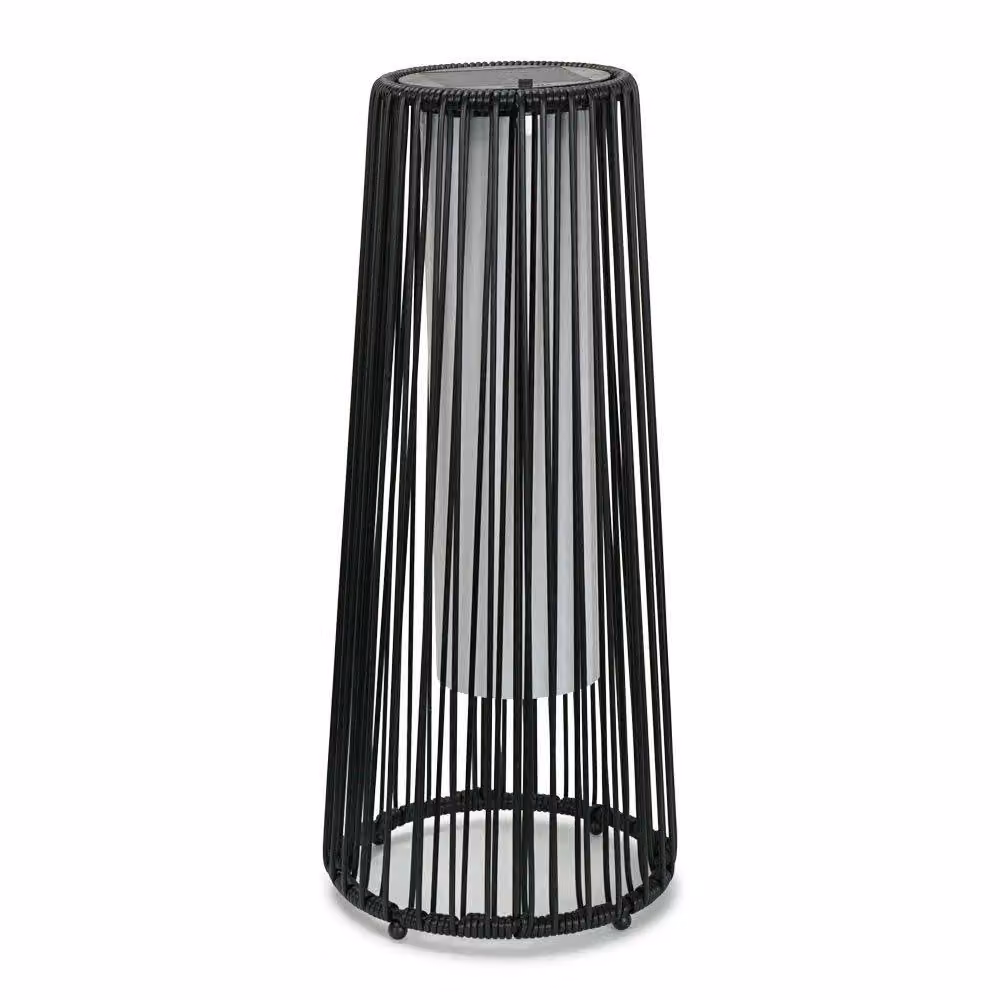 ValueLights Black Rattan Solar Powered LED Outdoor Floor Lamp with Warm White Light – 3