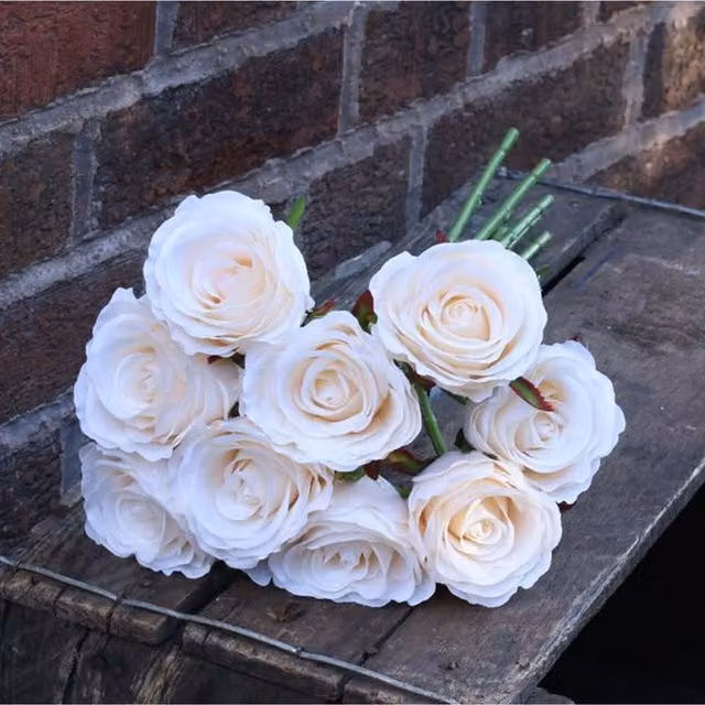 Kingsbury Gifts Artificial Silk Rose Bundle in Pink, Purple, Beige and White