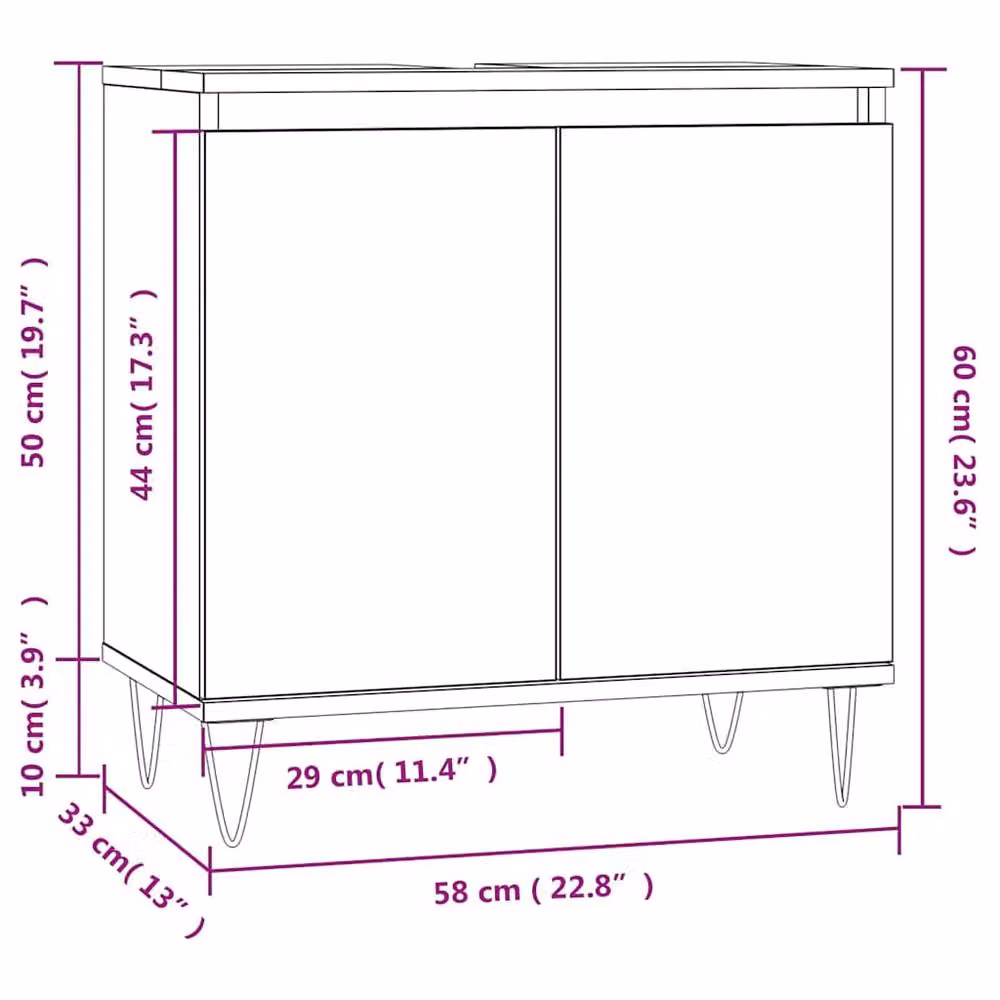 Berkfield Home Industrial Bathroom Cabinet in Grey with Hinged Doors, W/D/H: 58 x 33 x 60 cm – 3