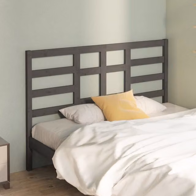 Berkfield Home Grey Rustic Solid Pine Wood Bed Headboard W: 126 cm, D: 4 cm, H: 104 cm