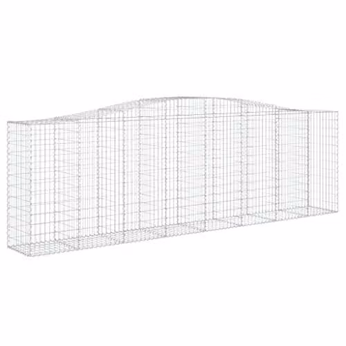 vidaXL Arched Gabion Baskets, 25 Pieces, Galvanised Steel, Silver, W/D/H: 400 x 50 x 120/140 cm – 1