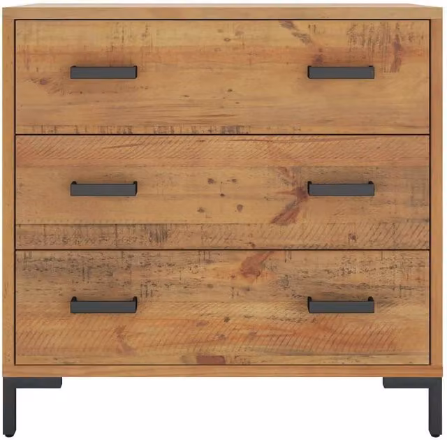 Berkfield Home Decorative Chest of Drawers in Brown Solid Pinewood, W/D/H: 75 x 35 x 70 cm
