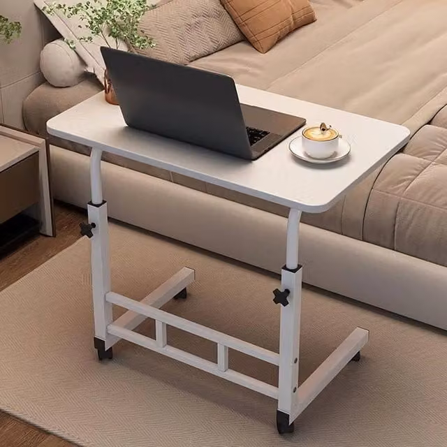 FORGEVIO White Folding Laptop Table and Height Adjustable Writing Desk