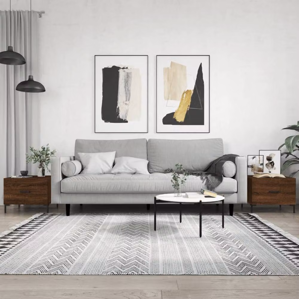 Berkfield Home Set of 2 Brown Oak Coffee Tables, W/D/H: 50 x 50 x 40 cm – 2