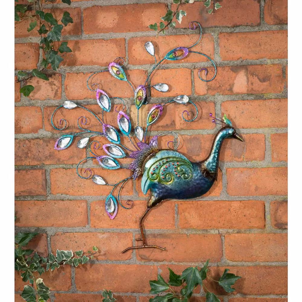 SPOT ON DEALZ Hand Finished Multicolour Diamante Peacock Metal Wall Art with Jewel Details – 2