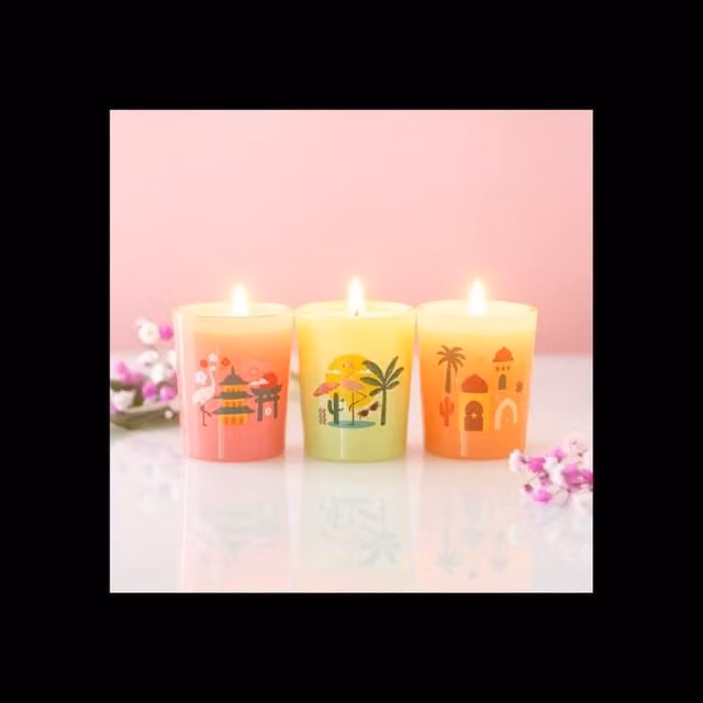 KDMD Scents Around the World Scented Candle Trio Gift Box, Multicolour