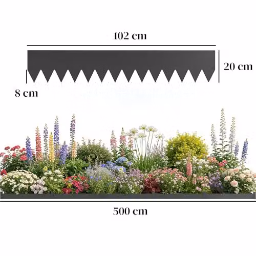 Outsunny 5-Piece Metal Picket Garden Fence Panels, Black, W: 102 cm, H: 20 cm – 7