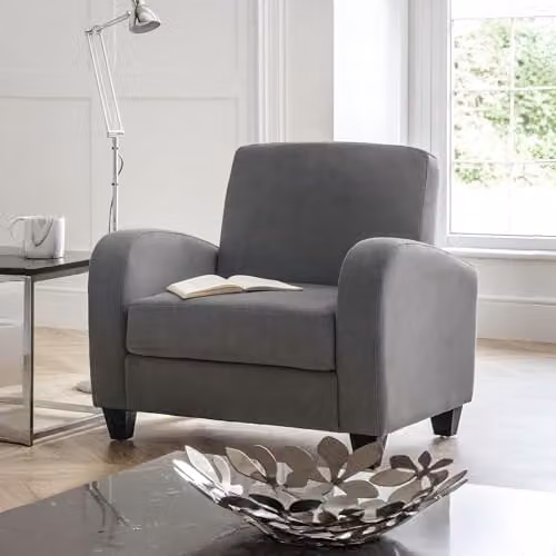 Julian Bowen Vivo Armchair in Dusk Grey Fabric with Solid Wood Frame