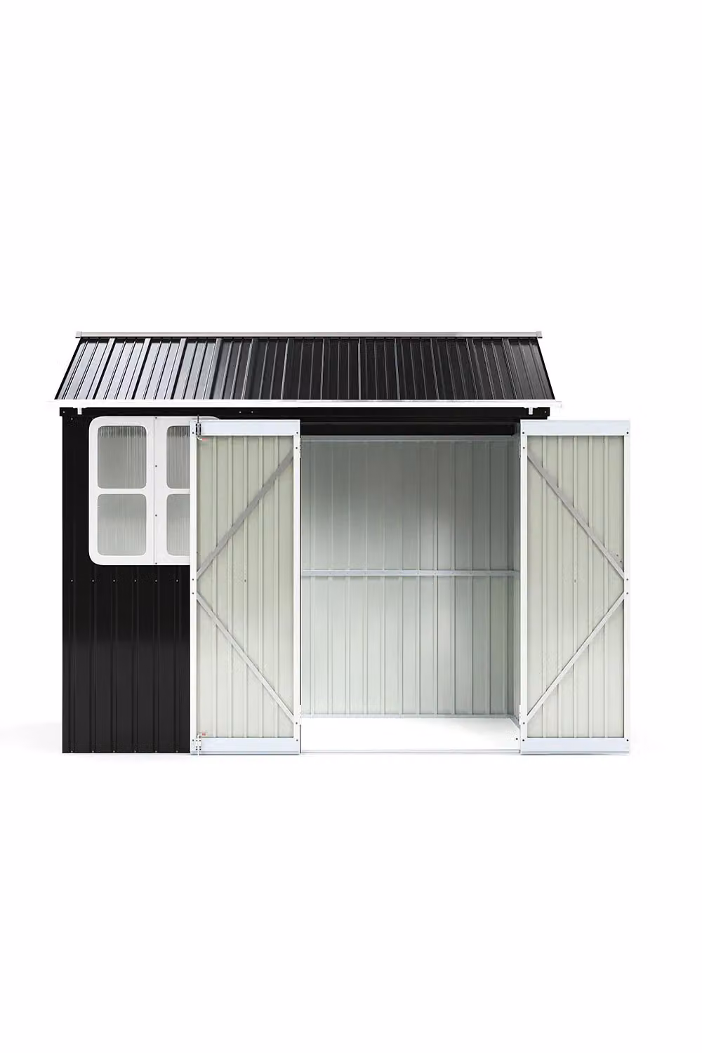 Garden Sanctuary Metal Apex Roof Outdoor Garden Storage Tool Shed with Window in Anthracite – 3