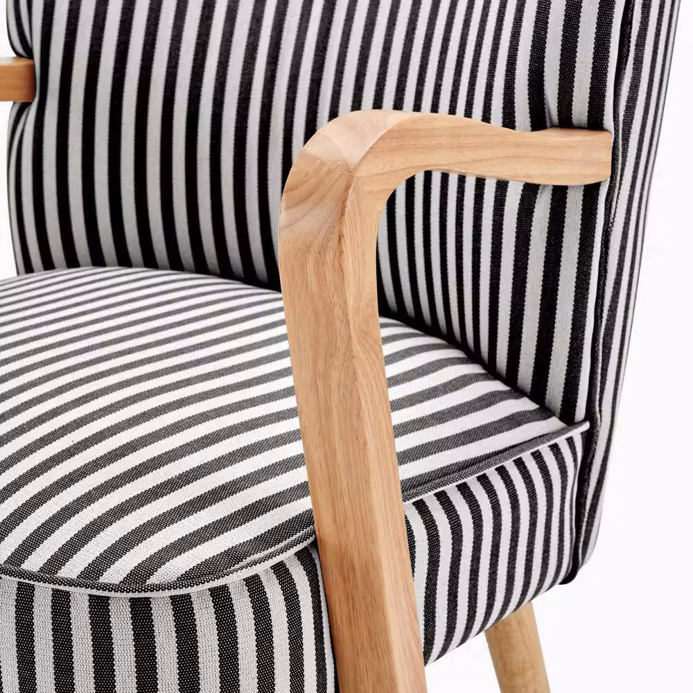 FurnitureboxUK Sylvie Accent Chair in Black with Oak Effect Rubberwood Legs – 3