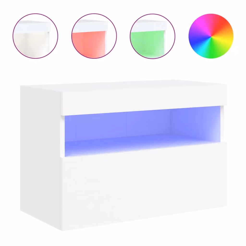 Berkfield Home Modern White Wall Mounted TV Cabinet with Integrated LED Lighting, W/D/H: 60 x 40 x 40 cm – 2