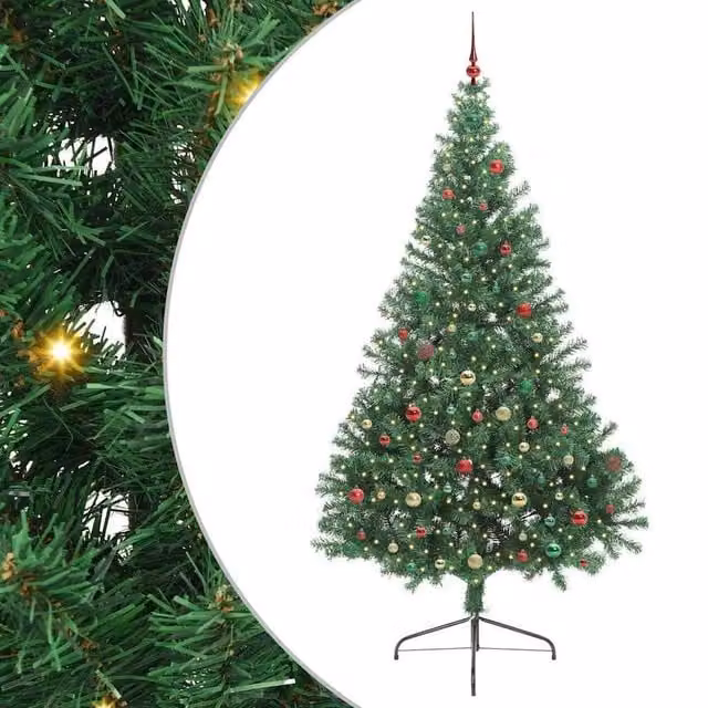 Berkfield Home Artificial Pre-lit Christmas Tree in Green, Height: 240 cm