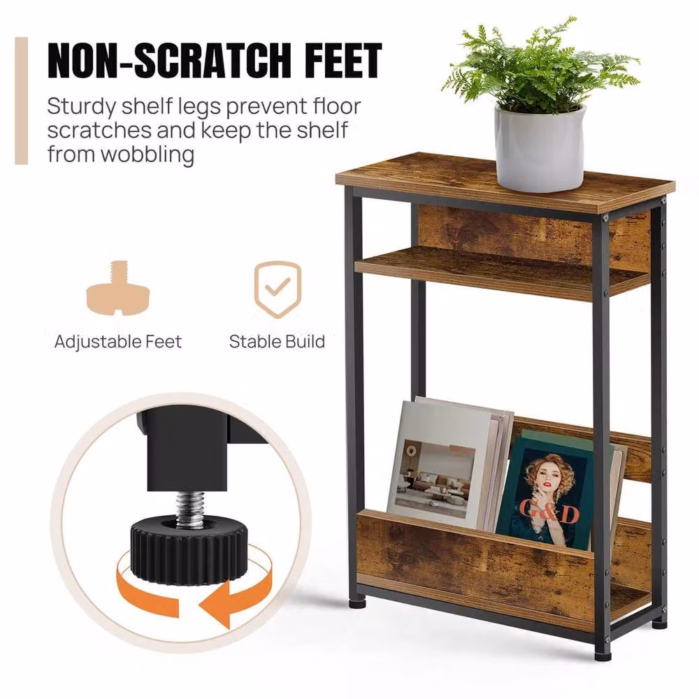 EONLION Type B 3 Tier Slim Coffee Side Table in Brown – 3