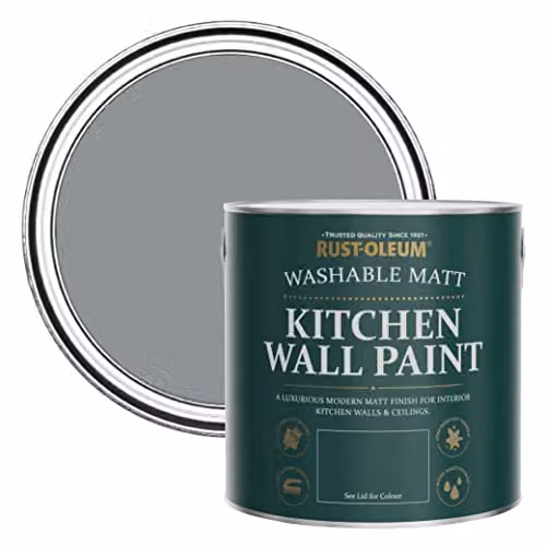 Rust-Oleum Grey Matt Kitchen Wall Paint, Mould Resistant, 2.5L – 1