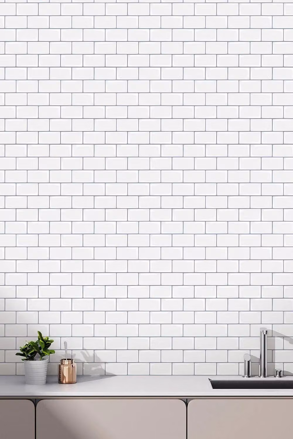 H&O Direct 10-Piece Set of White Waterproof and Scratch Resistant Rectangular Adhesive Wall Stickers with Grey Frame – 2