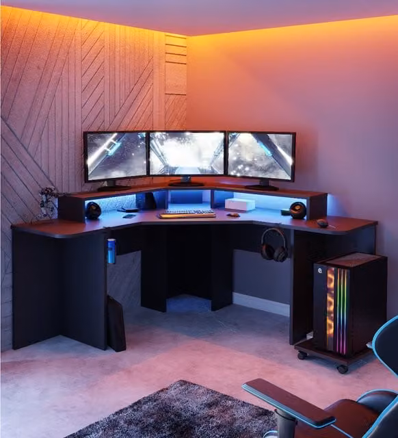 Recoil Modern Black Matt Gaming Desk