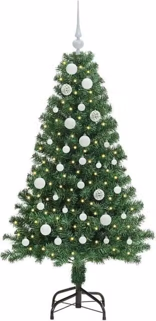 Berkfield Home Green Artificial Christmas Tree with 150 LEDs and Stand, Height: 150 cm