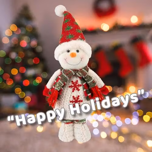 VFM e-Store Christmas Standing Snowman Plush Decoration in White and Green, H 41.5 cm x W 21.5 cm – 3