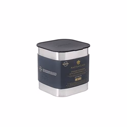 MasterClass Stainless Steel Antimicrobial Storage Container with Snap Lid, Silver