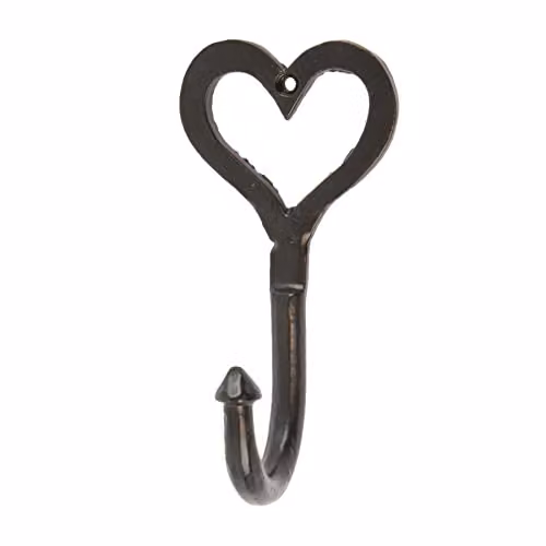 Hammer and Tongs Single Heart Wall Mounted Hook, Matt Black Powder Coated Iron, Pack of 10, W: 6.5 cm, H: 13 cm – 4