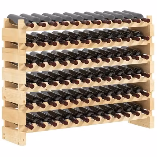 HOMCOM 6 Tier Pine Wood Wine Rack Holder in Light Brown, Holds 72 Bottles, W/D/H: 85 x 28 x 28 cm – 1