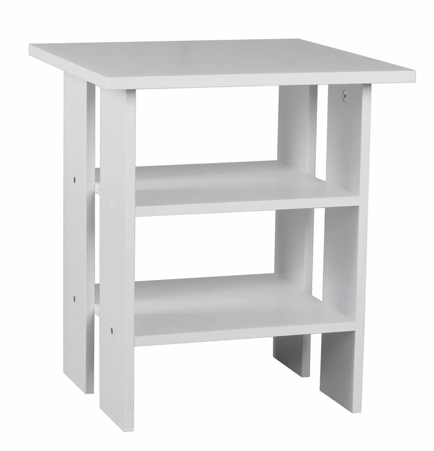 EONLION 2-Tier White Wooden End Table and Nightstand with Storage, W/D/H: 39.5 x 39.5 x 45 cm – 2