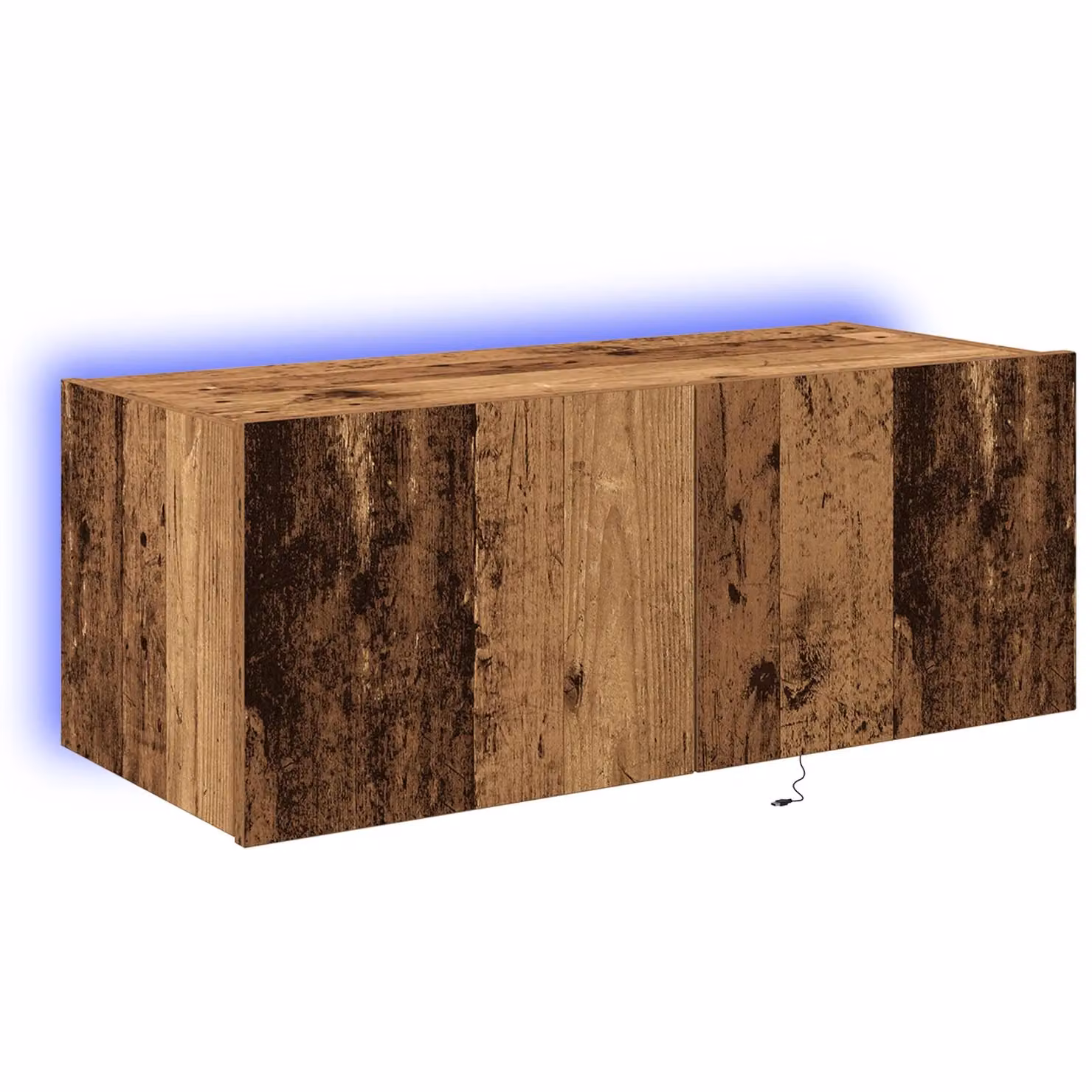Berkfield Home TV Wall Cabinet with LED Lights in Old Wood Brown, W: 80 cm, D: 35 cm, H: 31 cm – 2