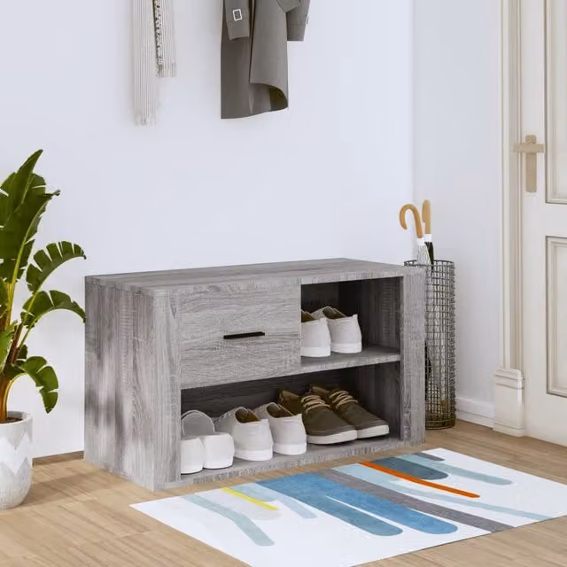 Berkfield Home Grey Sonoma Shoe Cabinet with Integrated Seat, W/D/H: 80 x 35 x 45 cm – 1