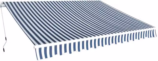 Berkfield Home Manual Operated Folding Awning with Crank, Blue and White Striped Polyester Fabric, 350 cm – 1