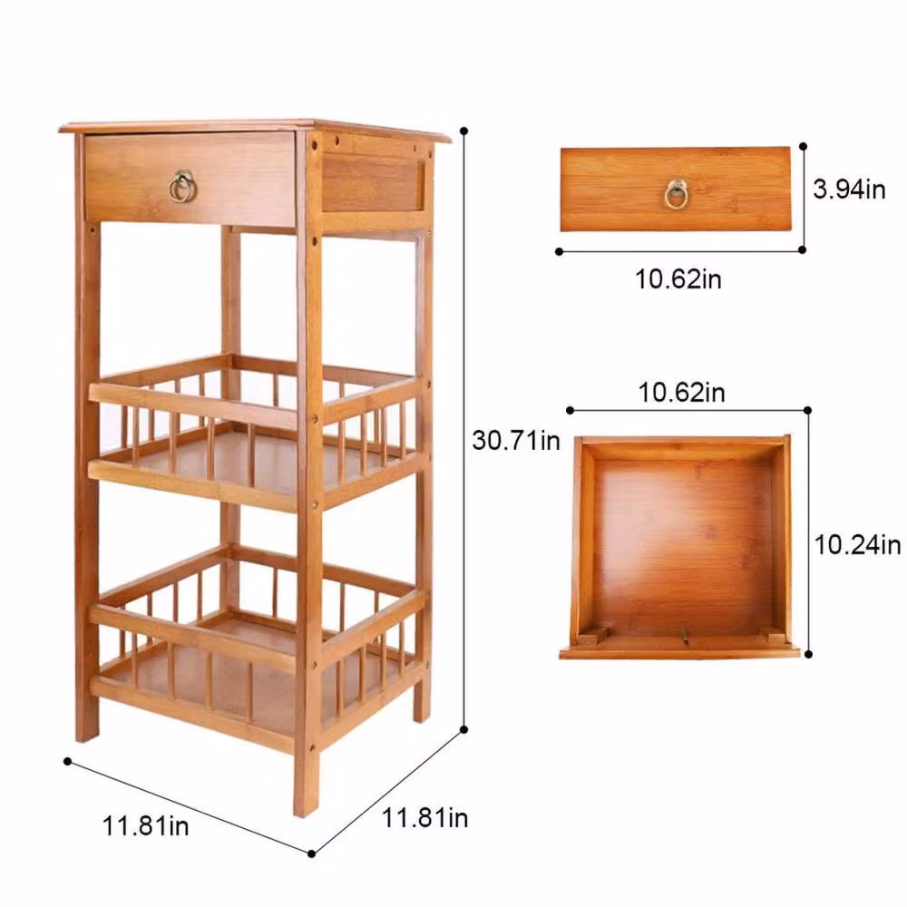 KORVIXA Brown Bedside Table and Nightstand, W/D/H: 30 x 30 x 78 cm – 2