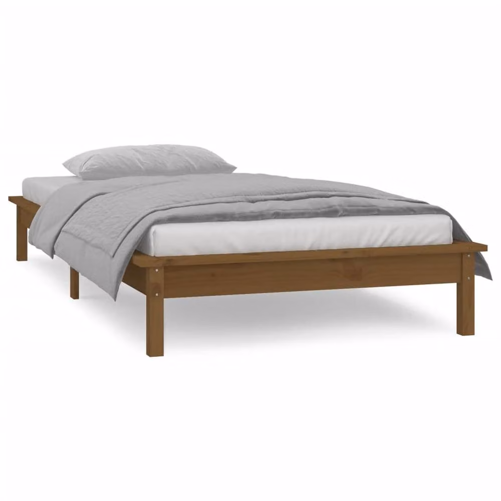Berkfield Home Solid Wood LED Bed Frame in Brown with Under-Bed Lighting, W/D/H: 90 x 200 cm – 2