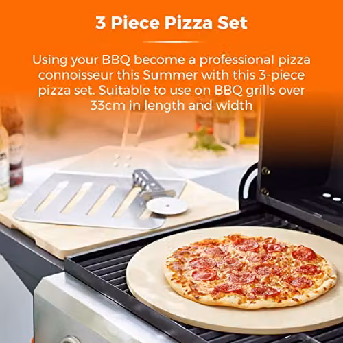 Tower 3 Piece Stainless Steel Pizza Tool Set with Stone and Cutter in Silver – 2