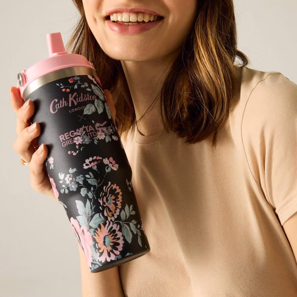 Regatta Cath Kidston Floral Stainless Steel Insulated Tumbler, Black, 0.9 l – 3