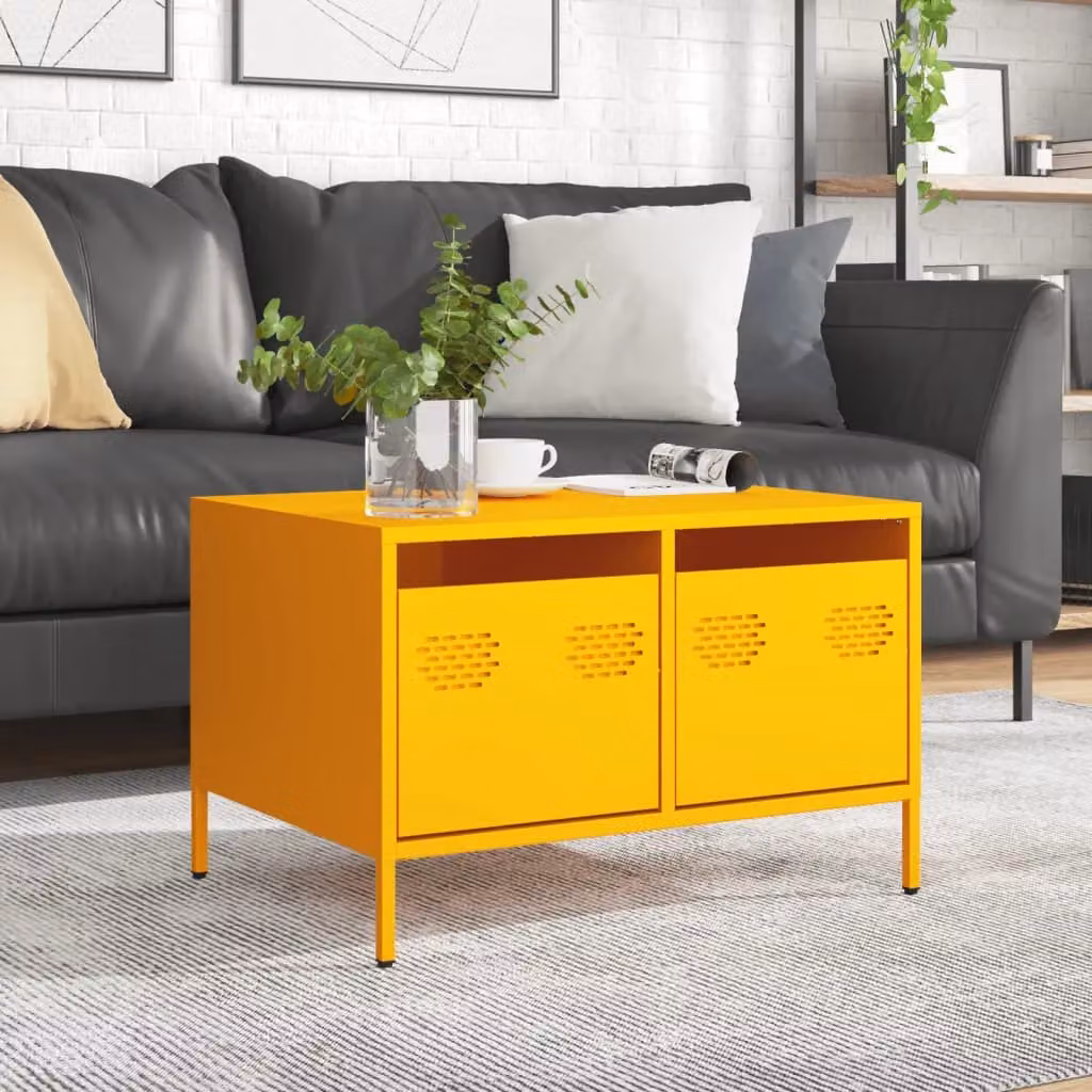 Berkfield Home Industrial TV Cabinet in Mustard Yellow, W/D/H: 68 x 50 x 43.5 cm – 3