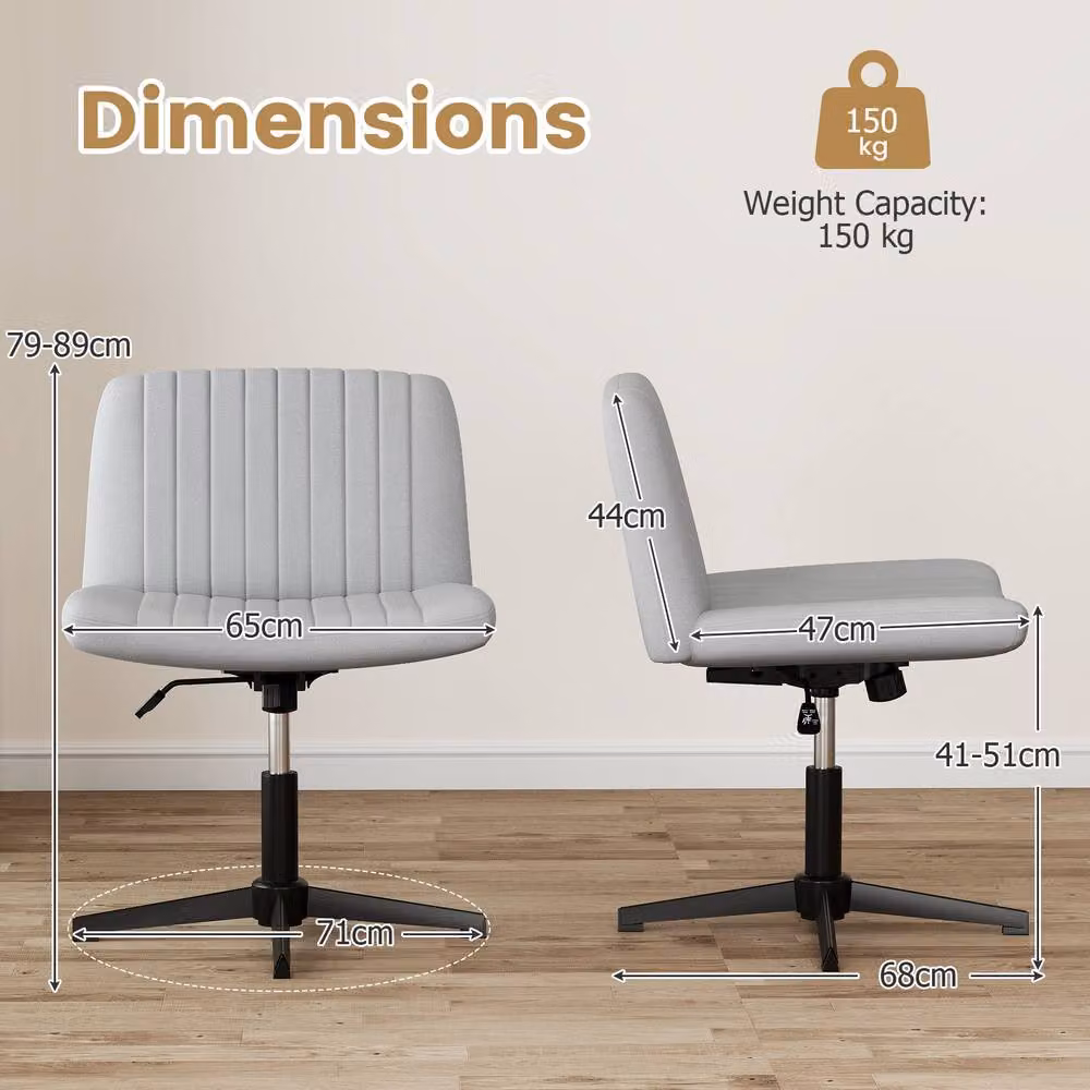 Costway Grey Fabric Height Adjustable Swivel Task Chair with 120 Degree Rocking Function – 2