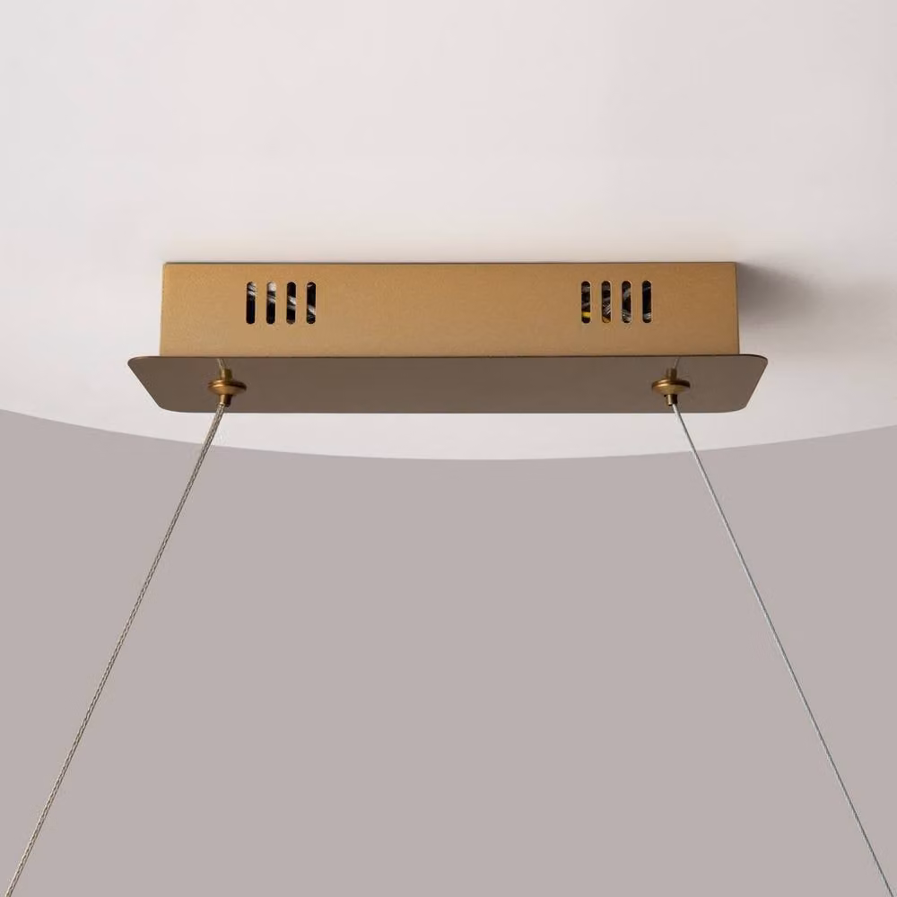 Netlighting Krone Modern Bar Pendant Light in Gold and Brass with Crystal Shade, 100 cm, 1900 lm, 3000K Warm White LED – 3