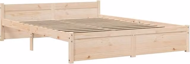 Berkfield Home Beautiful Solid Wood Pine Bed Frame in Natural, W: 140 cm x D: 190 cm