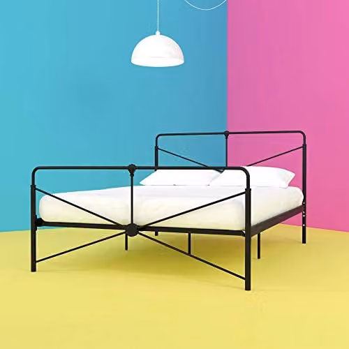 DHP Furniture Leopold Metal Bed in Black, King Size, W/D/H: 180 x 200 x 157.46 cm – 1