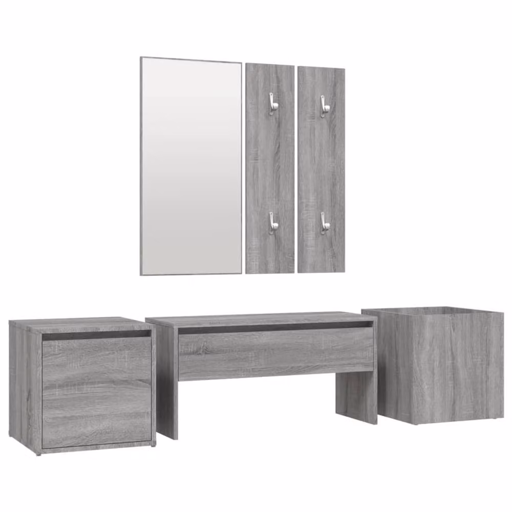 Berkfield Home Grey Hallway Furniture Set with Bench, Mirror and Panel – 2