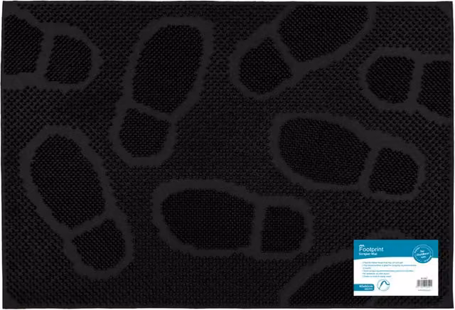 JVL Black Rectangular Rubber Pin Brushing Doormat