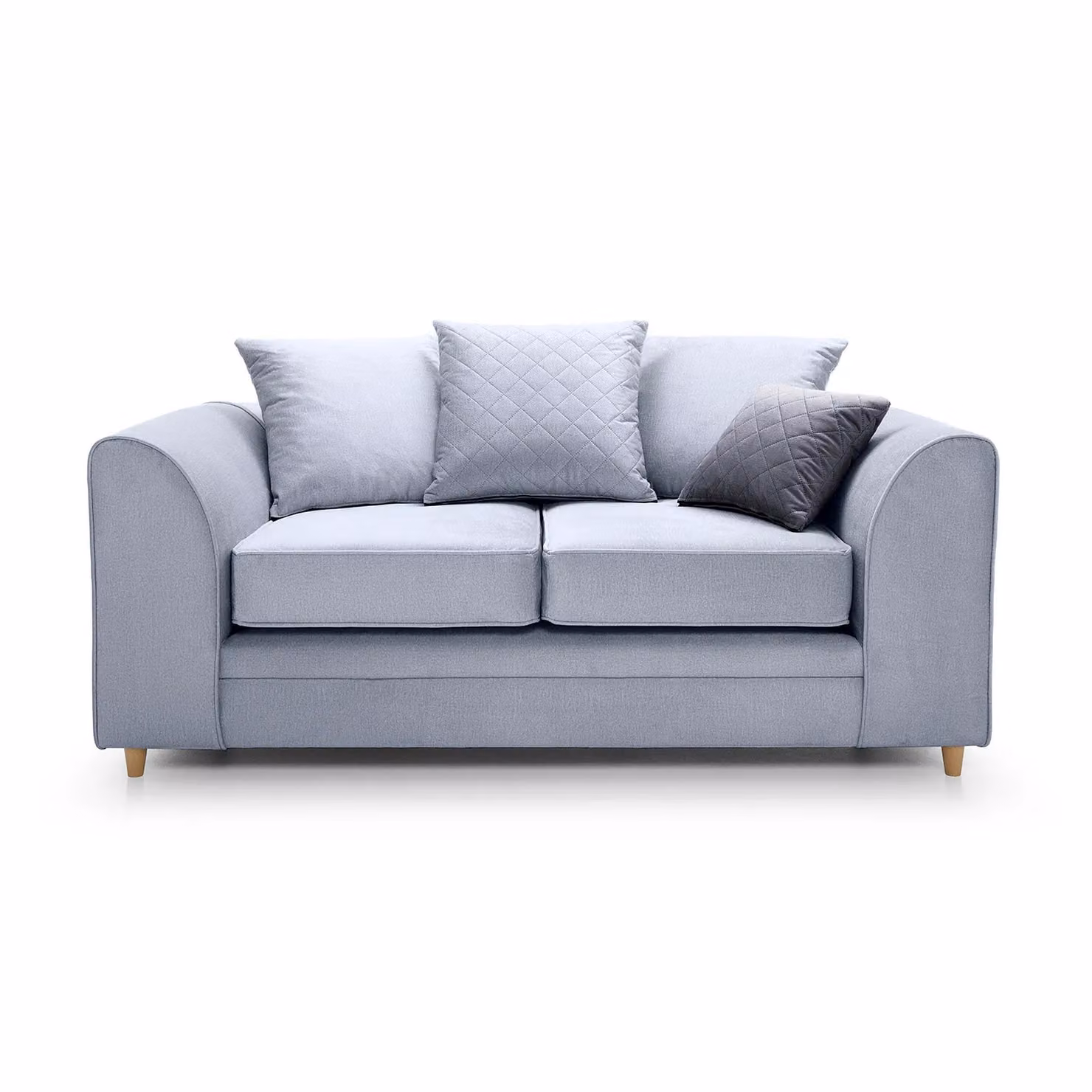 Abakus Direct Chicago 2 Seater Sofa in Silver Blue Velvet Fabric, W/D/H: 160 x 89 x 78 cm – 2