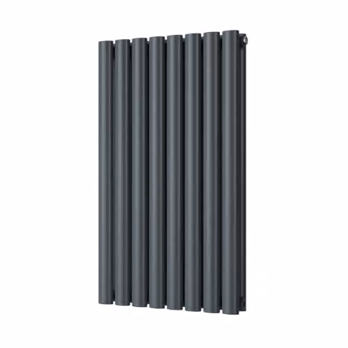 UK Radiators Omeara Anthracite Elliptical Tube Horizontal Designer Radiator, W: 46.4 cm, H: 80.0 cm – 2