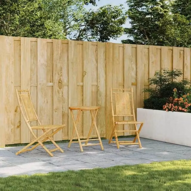 Berkfield Home Beautiful 3 Piece Brown Bamboo Bistro Garden Set