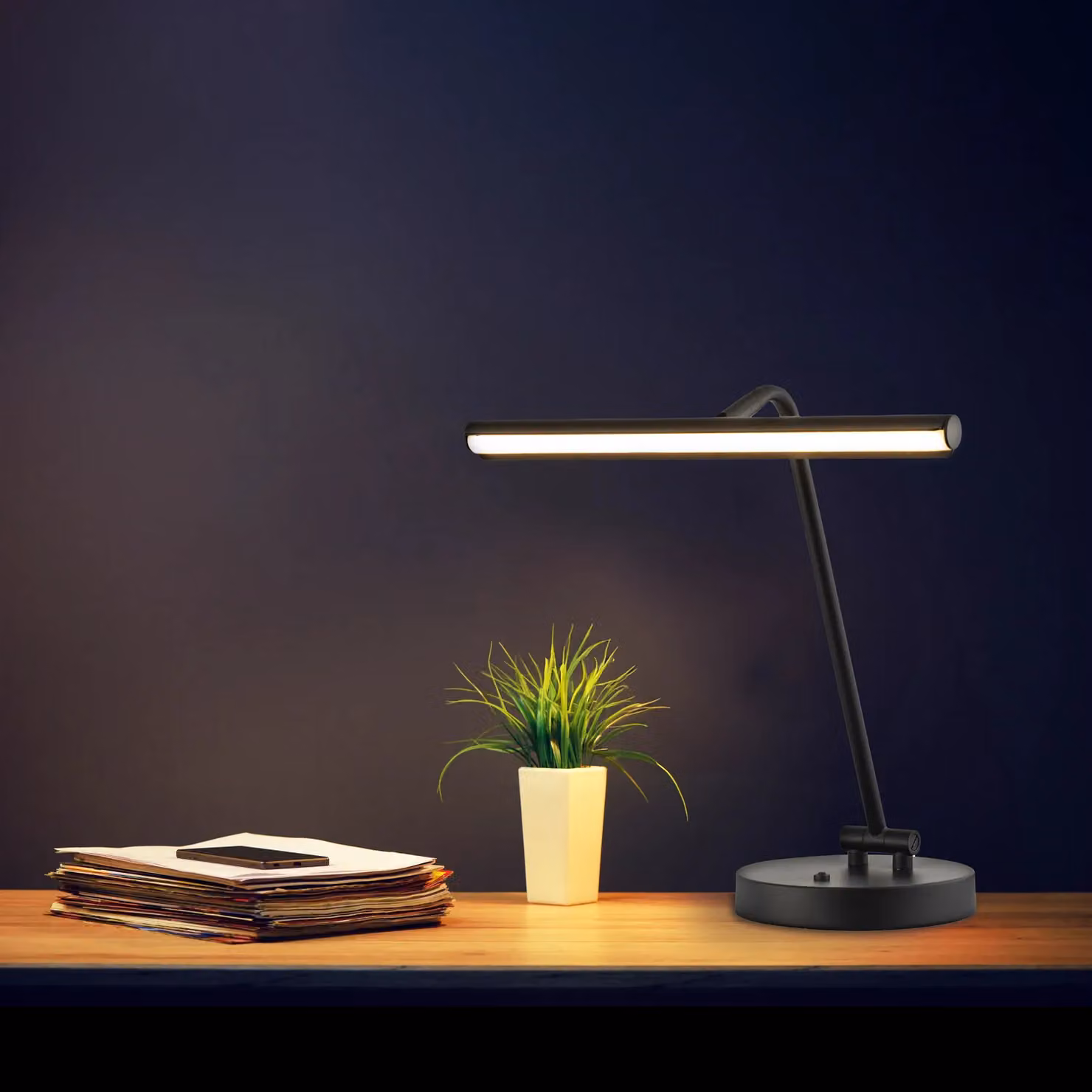 Happy Homewares Black LED Metal Desk Lamp with Touch Dimmer and Adjustable Warm White Light – 4